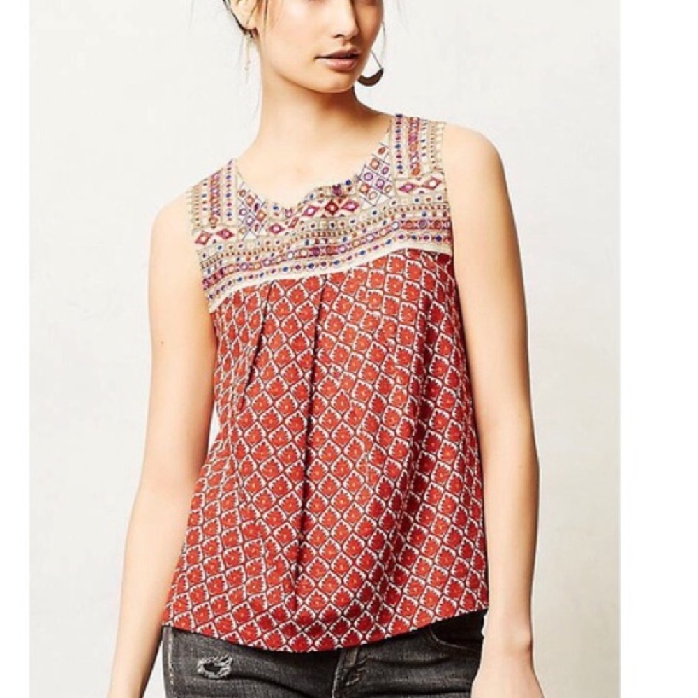 Anthropologie Akemi + Kin Embellished embroidered Top